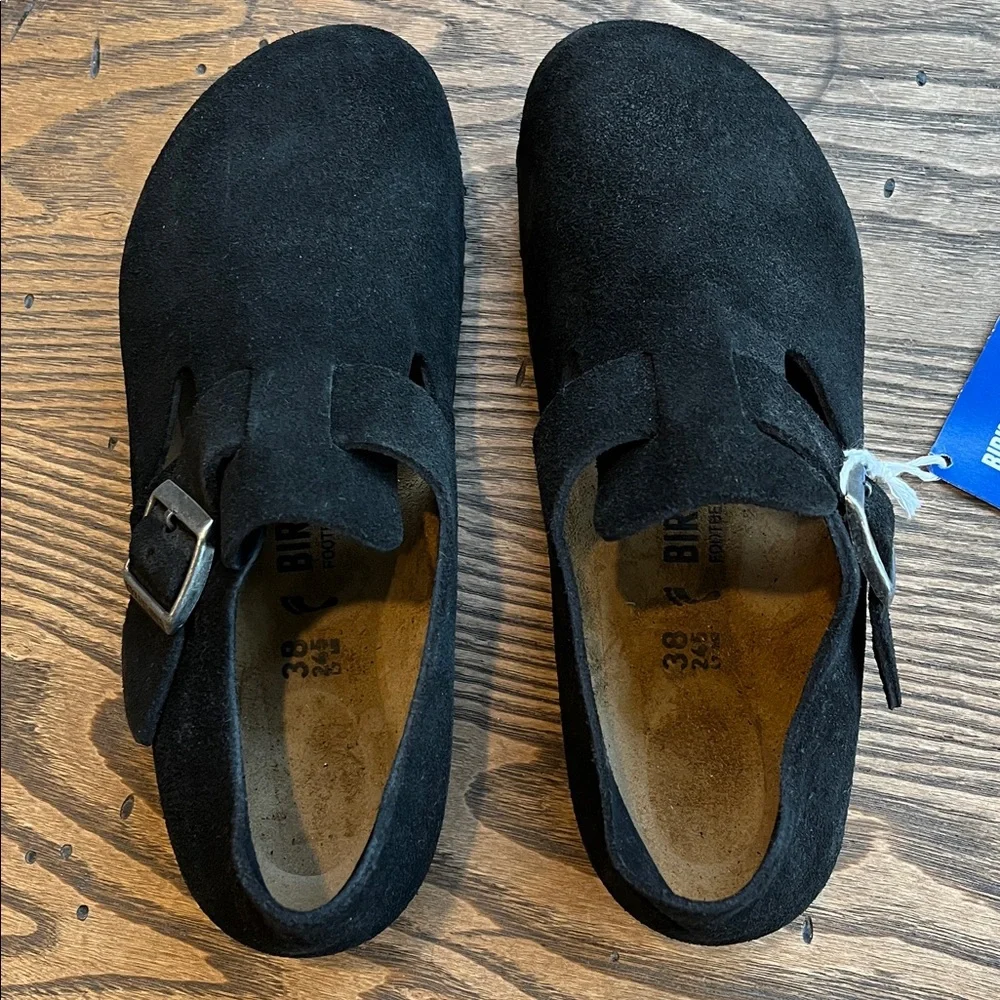 Birkenstock London Black Suede / leather Buckle shoes size 7-7.5 - Picture 2 of 10